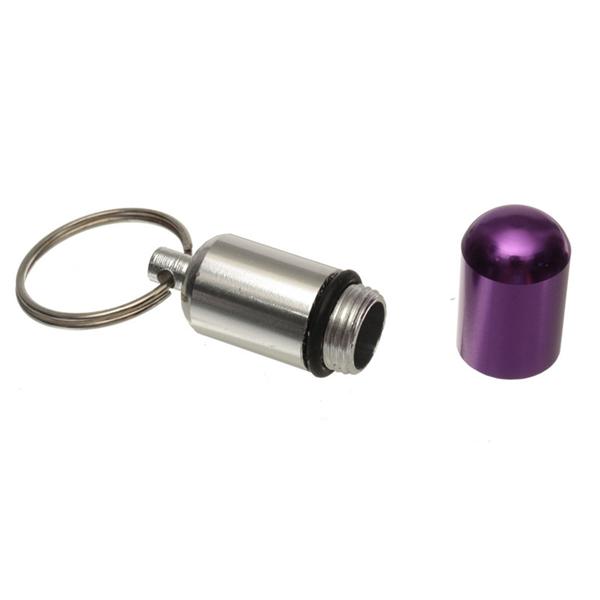 Waterproof Aluminum Pill Box Case Holder Keychain Bottle Container
