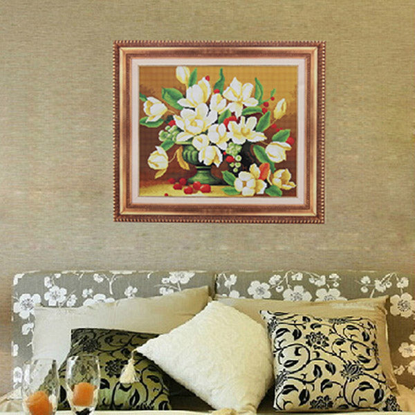 5244cm DIY Cross Stitch Gardenia Flower Needlework Kits Home Decor