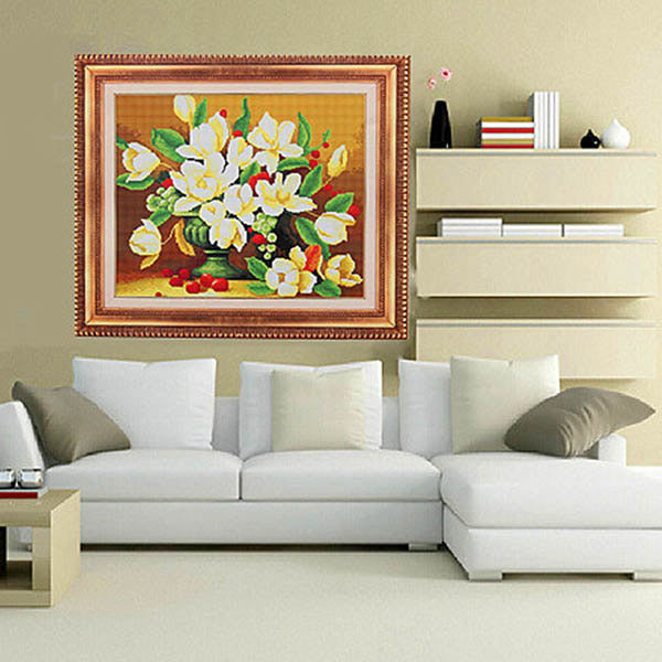 5244cm DIY Cross Stitch Gardenia Flower Needlework Kits Home Decor