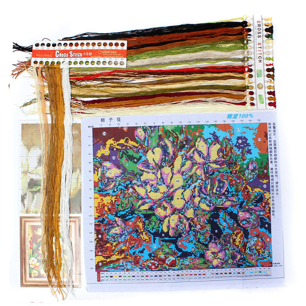 5244cm DIY Cross Stitch Gardenia Flower Needlework Kits Home Decor