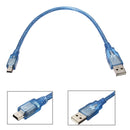 30CM Blue Male USB 2.0A To Mini Male USB B Power Data Cable For