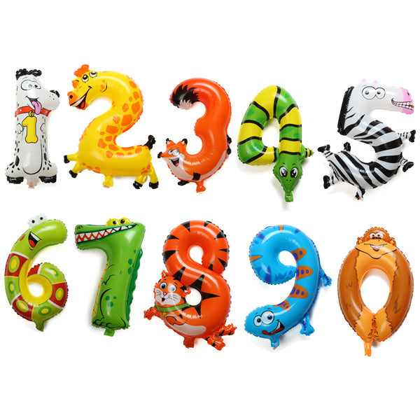 16 Inch Aluminum Foil Animal Number Balloons Birthday Party Decoration Balloon