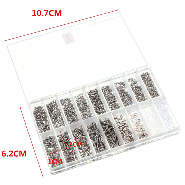 Suleve MXAS2 1000pcs Glasses Sunglass Spectacles Screws Nut Repair Kit With a Plastic Case
