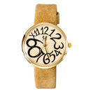 Fashion Vintage Women Big Number Round Dial PU Quartz Watch
