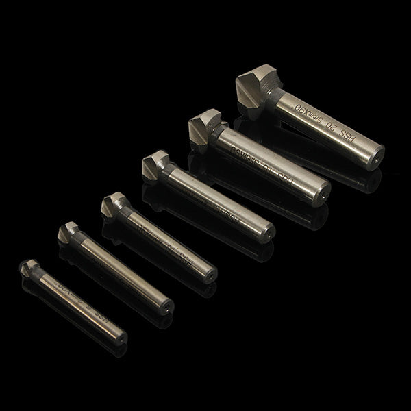 6pcs 6.3mm -20.5mm 90 Degrees HSS Countersink Drill Bits Chamfer Drills Woodworking Tool