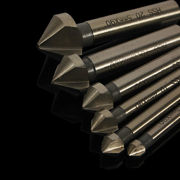 6pcs 6.3mm -20.5mm 90 Degrees HSS Countersink Drill Bits Chamfer Drills Woodworking Tool