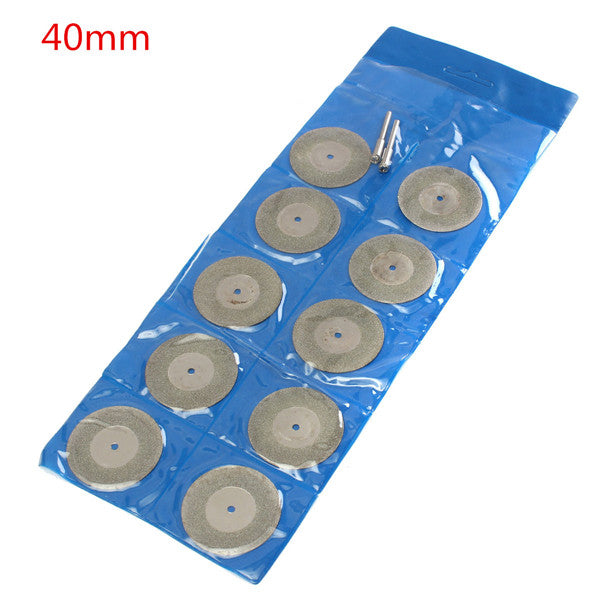 10pcs 40mm Diamond Grinding Wheel Cutting Disc with 2 Mandrels for Dremel Rotary Tool