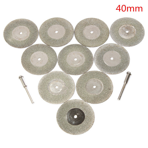10pcs 40mm Diamond Grinding Wheel Cutting Disc with 2 Mandrels for Dremel Rotary Tool