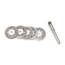 5pcs 22mm 9 Holes Diamond Coated Cutting Discs with 1 Mandrel for Dremel