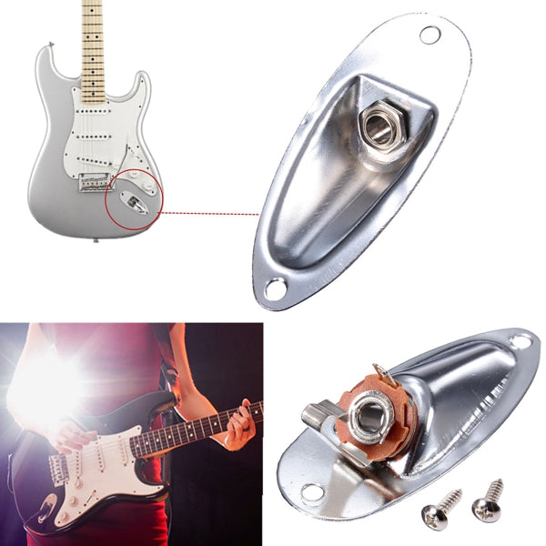 Chrome Guitar Output Loaded Input Jack Plate Replacement For Fender Strat
