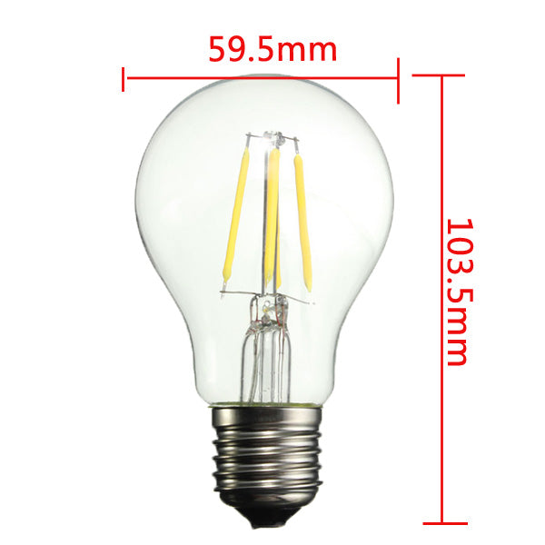 A60 E27 4W White/Warm White Non-Dimmable COB LED Filament Retro Edison Bulbs 220V