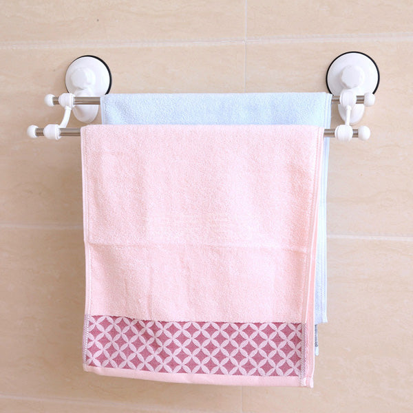 Bathroom Double Deck Towel Rack Clothes Storage Holder With Suction Cup
