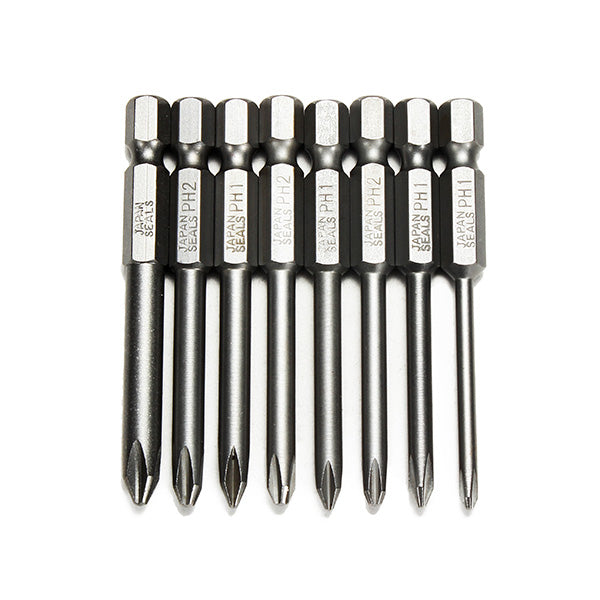 8pcs 65mm Length Hex Shank Magnetic Phillips Cross Head Screwdriver Bits
