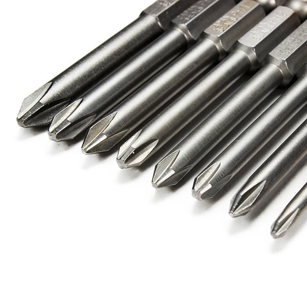 8pcs 65mm Length Hex Shank Magnetic Phillips Cross Head Screwdriver Bits