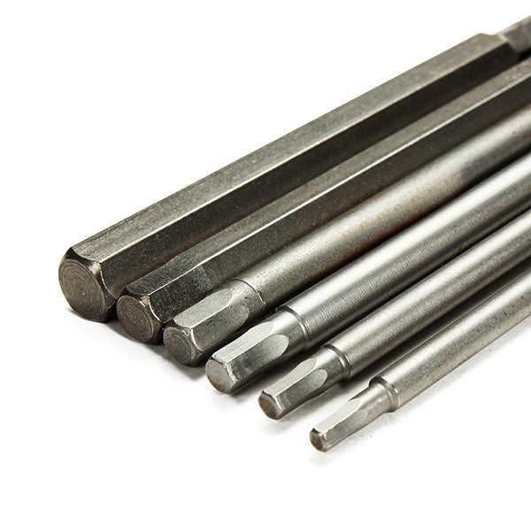 6pcs 100mm Length 1/4 Inch Hex Shank Magnetic Hexagon Head Screwdriver Bit Set