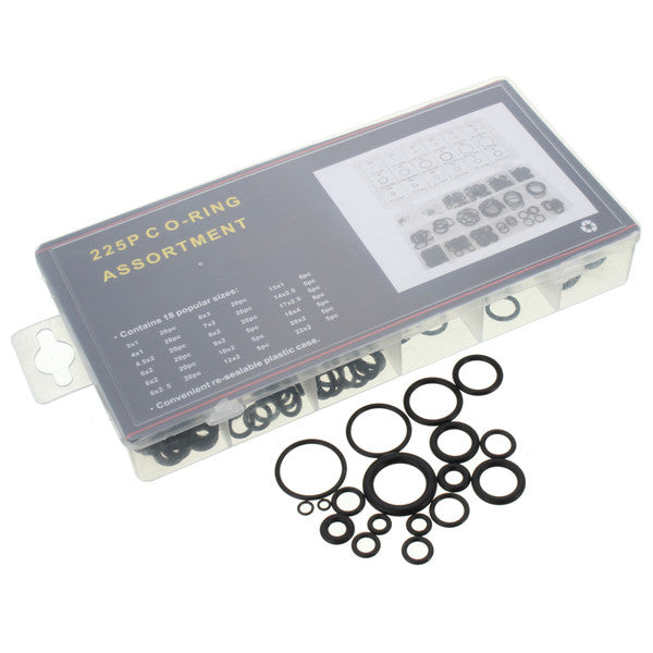 225pcs Rubber Metric Nitrile O Ring Assortment Set For Hydraulic Pumps Plumbing