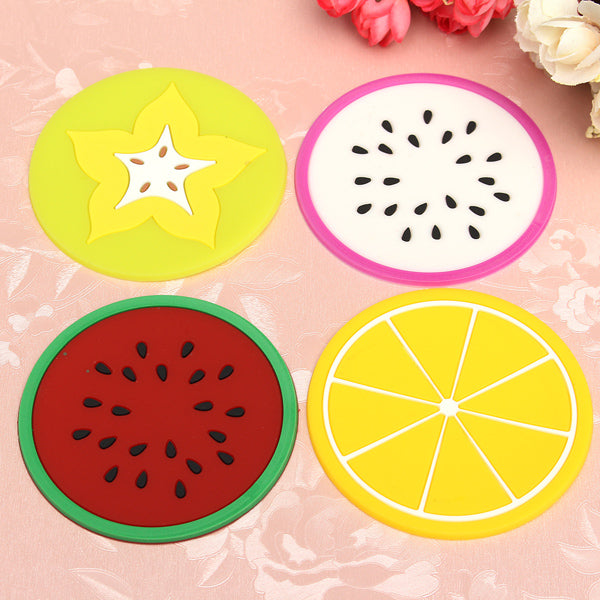 Silicone Fruit Shade Round Coasters Skidproof Cup Mat Table Decoration