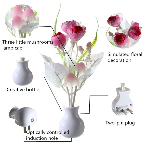 Mini Tulip Mushroom Soft Romantic Sensor Home Decor Night Light Bed Room Lamp