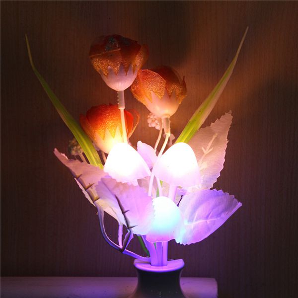 Mini Tulip Mushroom Soft Romantic Sensor Home Decor Night Light Bed Room Lamp