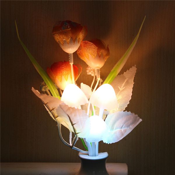 Mini Tulip Mushroom Soft Romantic Sensor Home Decor Night Light Bed Room Lamp