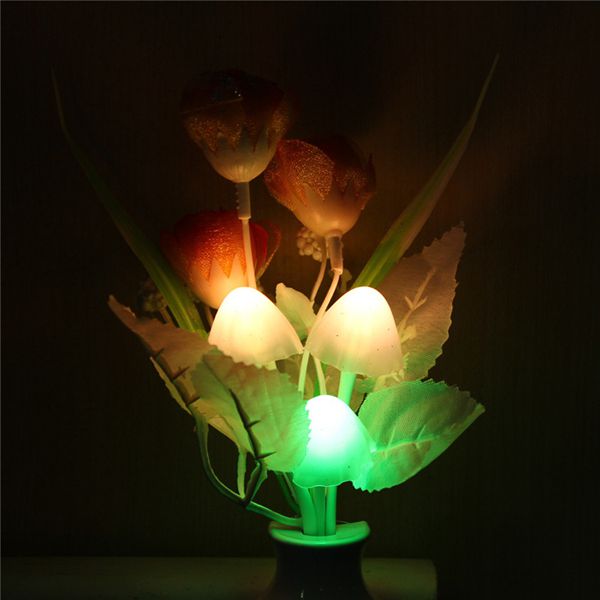 Mini Tulip Mushroom Soft Romantic Sensor Home Decor Night Light Bed Room Lamp