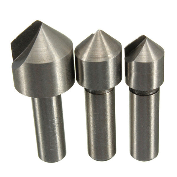 3pcs 10/12/16mm HSS Countersink Drill Bit Set Chamfering Cutter
