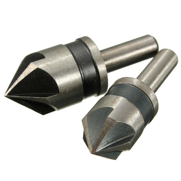 2pcs 5 Flute 82 Degree 1/4 Shank Countersink Drill Bit Set Chamfer Cutter