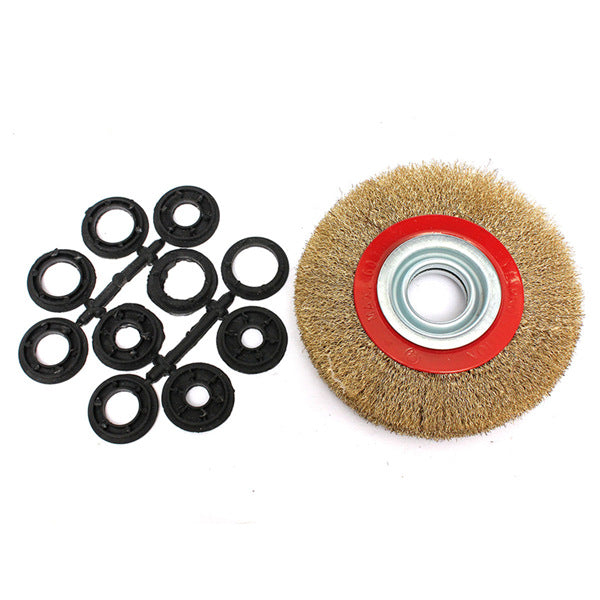 6 Inch 150mm Steel Wire Wheel Brush And Adaptor Rings For Bench Grinder Clean Polish