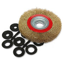 6 Inch 150mm Steel Wire Wheel Brush And Adaptor Rings For Bench Grinder Clean Polish
