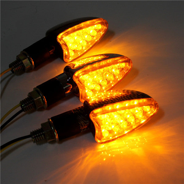 Emark 12V Universal Motorcycle 14LED Turn Signal Indicator Light Amber Long Handle