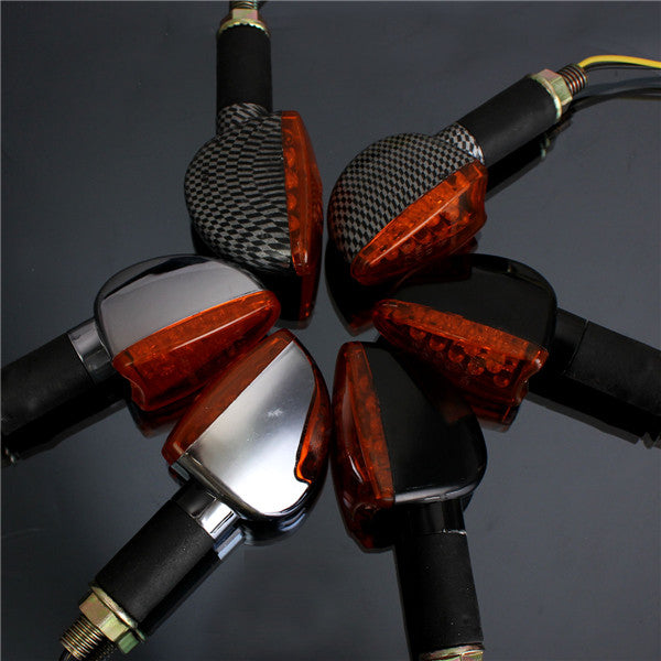 Emark 12V Universal Motorcycle 14LED Turn Signal Indicator Light Amber Long Handle