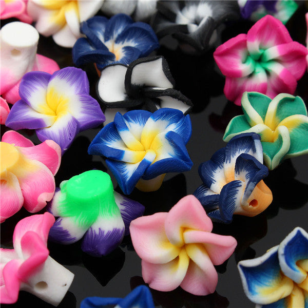 50pcs Multicolor Polymer Fimo Clay Flower DIY Craft Spacer Loose Beads