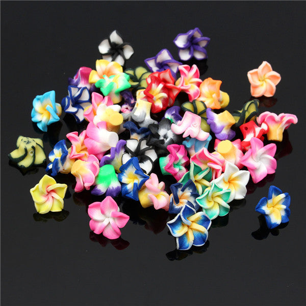 50pcs Multicolor Polymer Fimo Clay Flower DIY Craft Spacer Loose Beads
