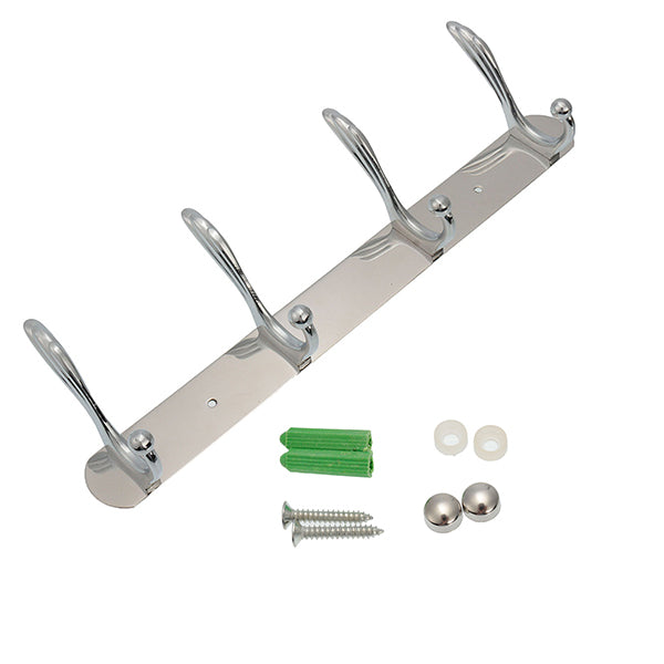 4 Hooks Stainless Steel Wall Mounted Towel Rack Clothes Hanger Coat Hat Holder
