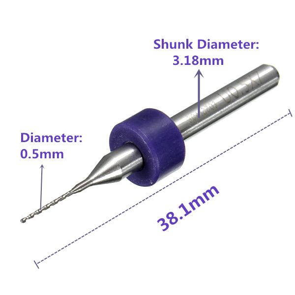 10pcs 0.5mm Mini PCB Drill Bits For CNC Print Circuit Board Tungsten Steel