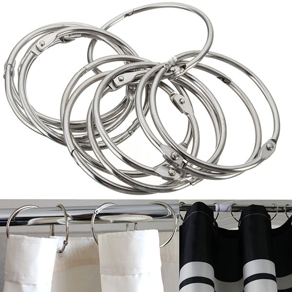 12Pcs Stainless Steel Circle Shower Curtain Hook Bath Curtain Glide Hanger
