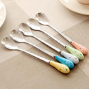 Ceramic Handle Floral Coffee Spoon Stainless Steel Small Milk Spoon Tableware