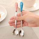 Ceramic Handle Floral Coffee Spoon Stainless Steel Small Milk Spoon Tableware