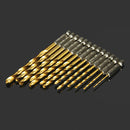 Drillpro DB-T2 13pcs 1.5-6.5mm HSS Titanium Coated 1/4 Inch Hex Shank Twist Drill Bit Set