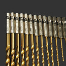 Drillpro DB-T2 13pcs 1.5-6.5mm HSS Titanium Coated 1/4 Inch Hex Shank Twist Drill Bit Set