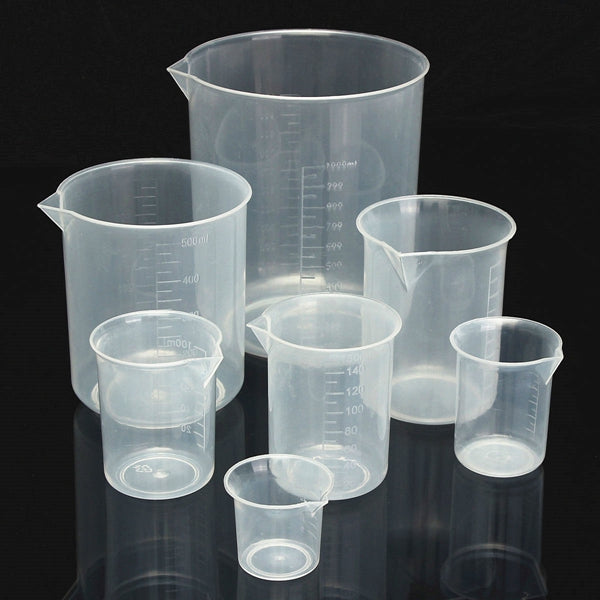 25mL To 1000mL Graduated Clear Plastic Beaker Volumetric Container For Laboratory