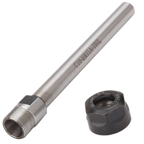 C10 ER11A 100L Collet Chuck Holder CNC Milling 100mm Extension Rod Straight Shank