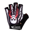 WOSAWE Bicycle Riding Gloves Shockproof Silica Gel Short Finger Gloves Skull Pattern