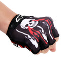 WOSAWE Bicycle Riding Gloves Shockproof Silica Gel Short Finger Gloves Skull Pattern