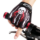 WOSAWE Bicycle Riding Gloves Shockproof Silica Gel Short Finger Gloves Skull Pattern