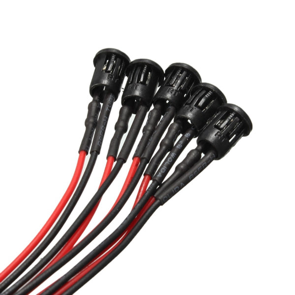 5PCS DC 12V 3mm Light Lamp  Pre Wired 200mm With Plastic Bezel Holders