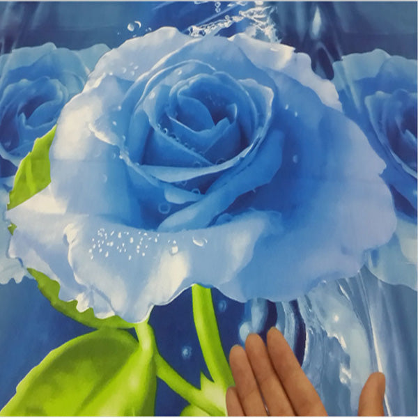 4pcs Suit Polyester Fiber 3D Blue Rose Flower Reactive Dyeing Bedding Sets Queen King Size