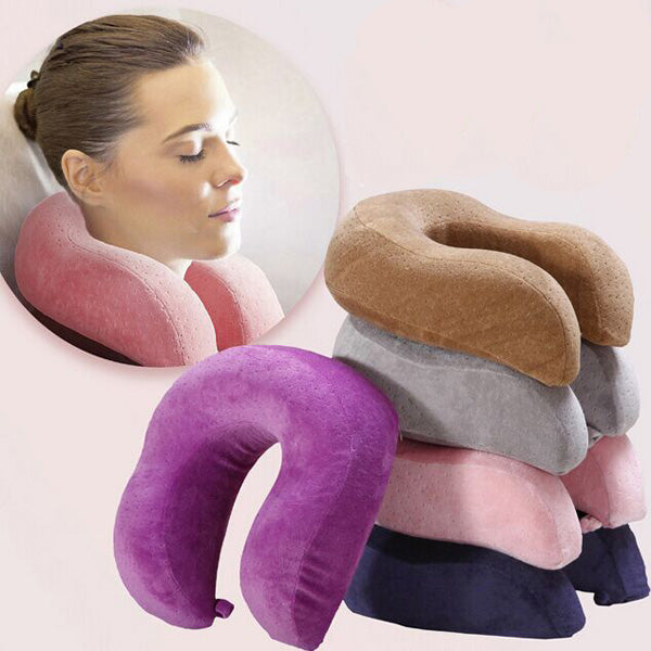 U Shape Slow Rebound Memory Foam Pillow Neck Protect Head Rest Travel Soft Cushion