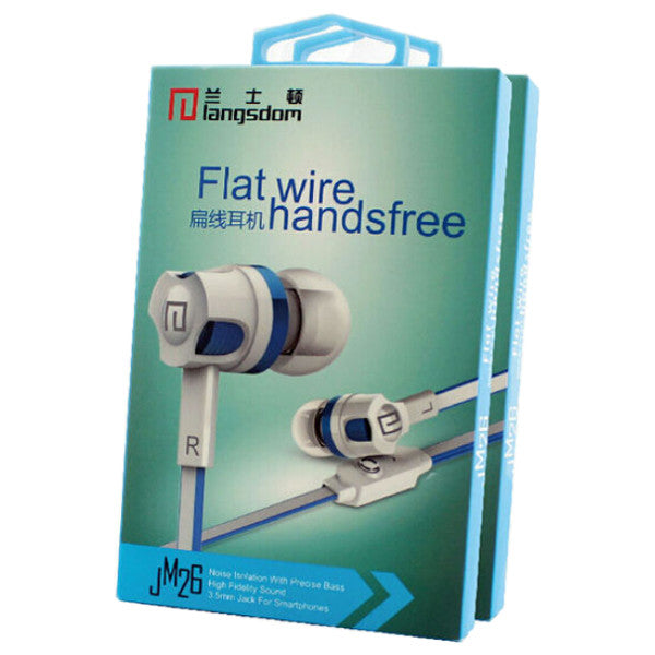 Langston Langsdom JM26 3.5mm In-ear Flat Wire Headphone Earphone With Mic