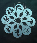 8Pcs Halloween Cappuccino Latte Art Coffee Stencils Duster Cake Icing Spray